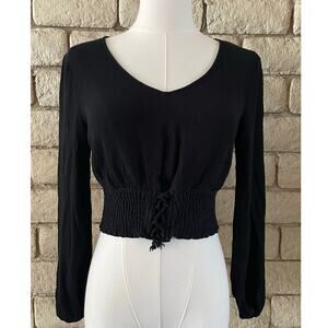 Hollister Long Sleeve Smocked Waist Crop Top Size Small